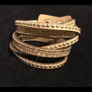 Bronzed-look studded wrap bracelet